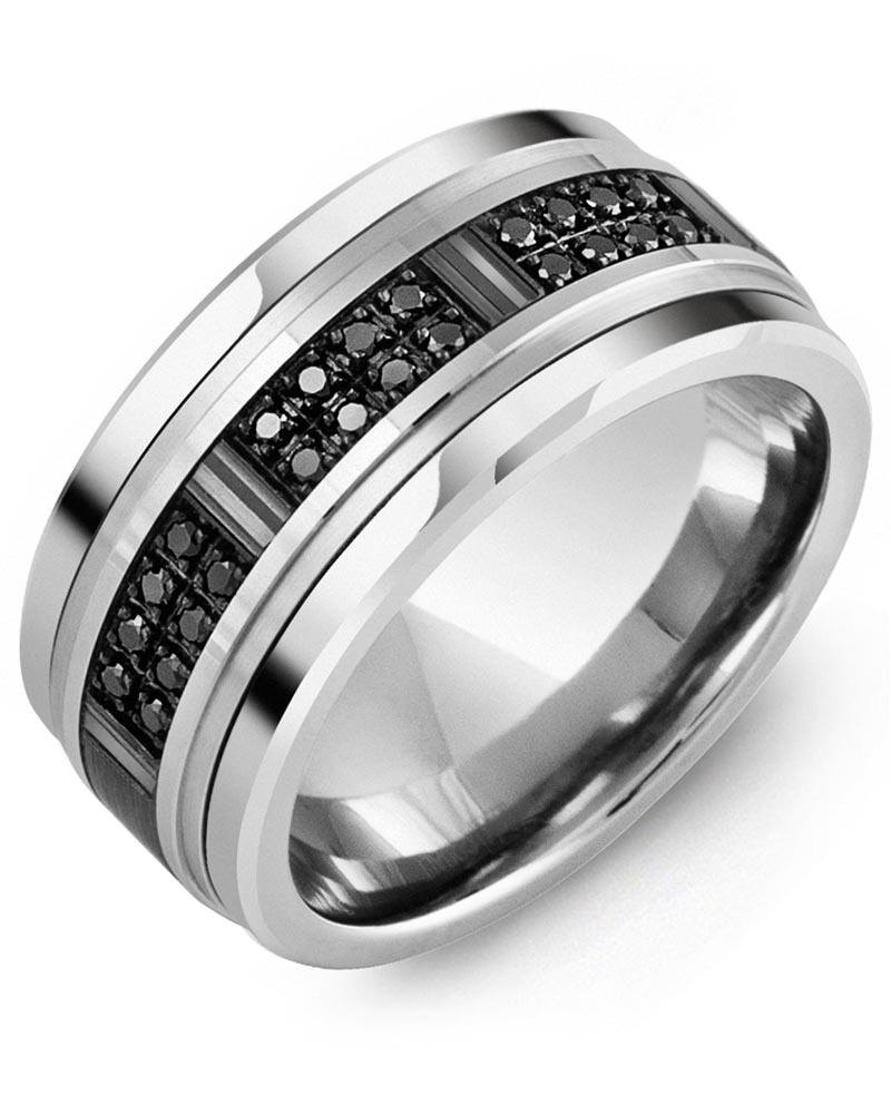 Men's & Women's Cobalt & White/Black Gold + 24 Black Diamonds 0.24ct Wedding Band from MADANI Rings. Wedding bands, fashion rings, promise rings, made of Tungsten, Ceramic, Cobalt, and Gold. View the collection at madanirings.com