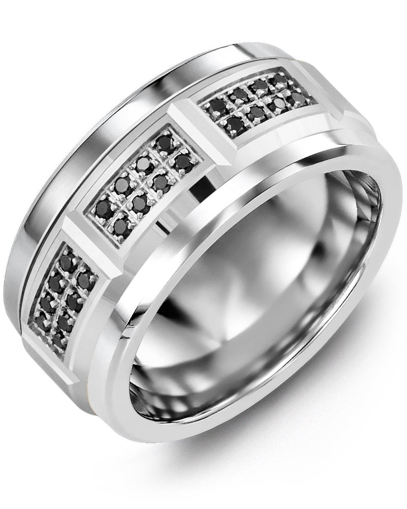 Men's & Women's Cobalt & White Gold + 24 Black Diamonds 0.24ct Wedding Band from MADANI Rings. Wedding bands, fashion rings, promise rings, made of Tungsten, Ceramic, Cobalt, and Gold. View the collection at madanirings.com