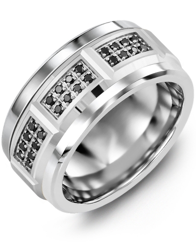 Men's & Women's Cobalt & White Gold + 24 Black Diamonds 0.24ct Wedding Band