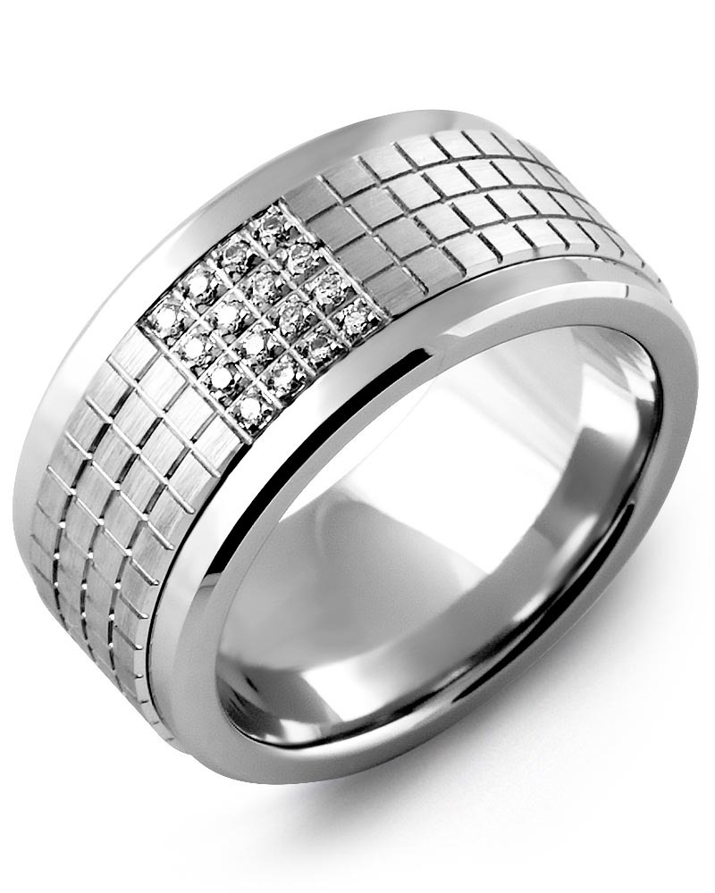Men's & Women's Cobalt & White Gold + 16 Diamonds 0.16ct Wedding Band from MADANI Rings. Wedding bands, fashion rings, promise rings, made of Tungsten, Ceramic, Cobalt, and Gold. View the collection at madanirings.com