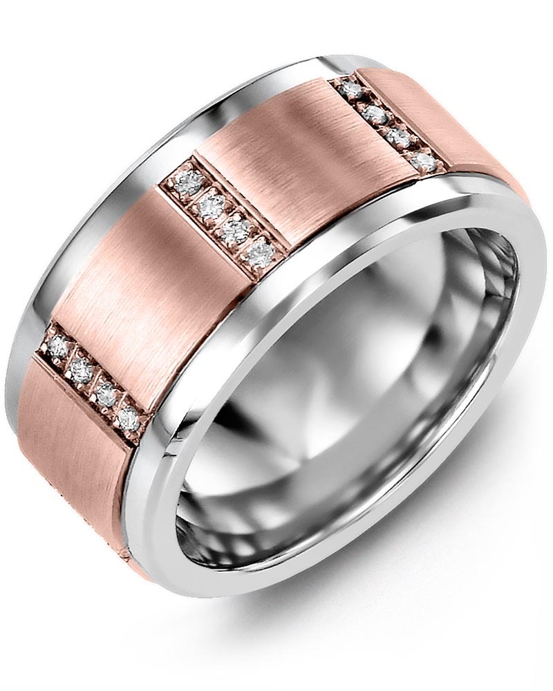 Men's & Women's Cobalt & Rose Gold + 16 Diamonds 0.16ct Wedding Band