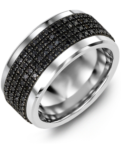 Men's & Women's Tungsten & Black Gold + 180 Black Diamonds 1.80ct Wedding Band