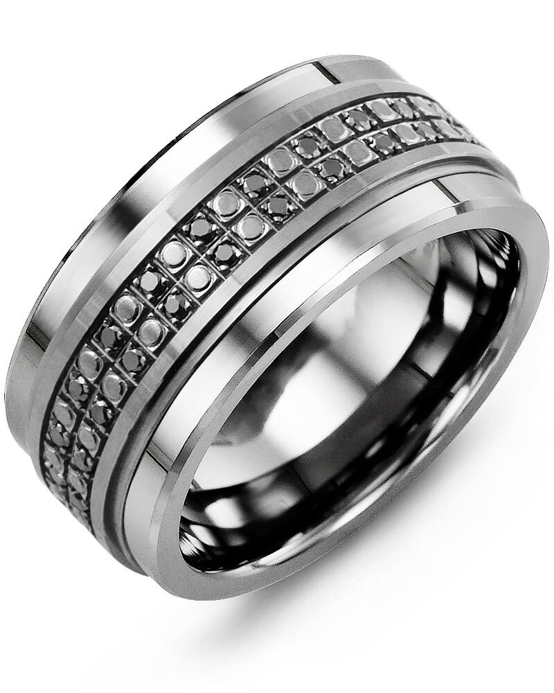 Men's & Women's Cobalt & Black Gold + 50 Black Diamonds 0.50ct Wedding Band