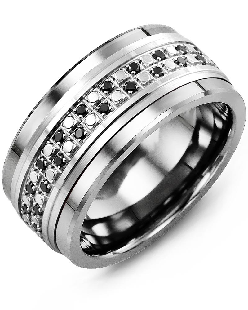 Men's & Women's Cobalt & White Gold + 44 Black Diamonds 0.44ct Wedding Band from MADANI Rings. Wedding bands, fashion rings, promise rings, made of Tungsten, Ceramic, Cobalt, and Gold. View the collection at madanirings.com