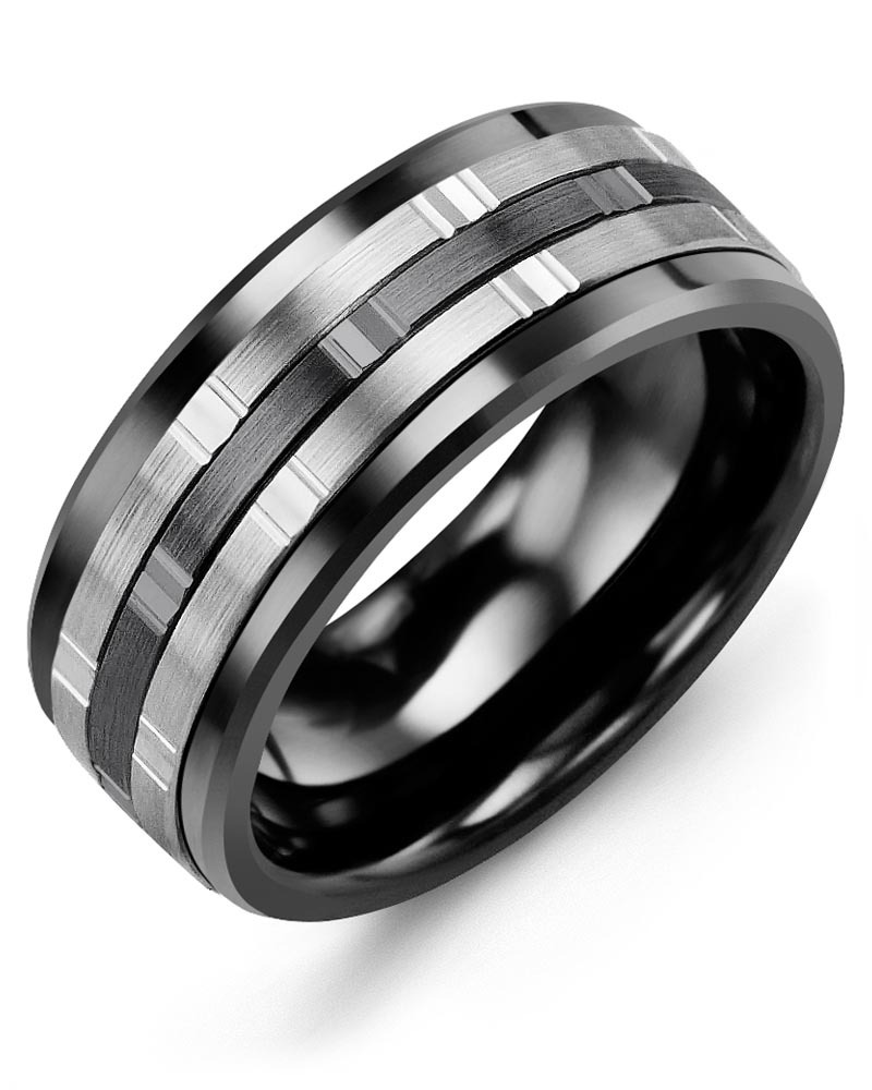 Men's & Women's Black Ceramic & White/Black Gold Wedding Band from MADANI Rings. Wedding bands, fashion rings, promise rings, made of Tungsten, Ceramic, Cobalt, and Gold. View the collection at madanirings.com