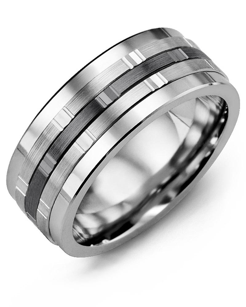 Men's & Women's Tungsten & White/Black Gold Wedding Band