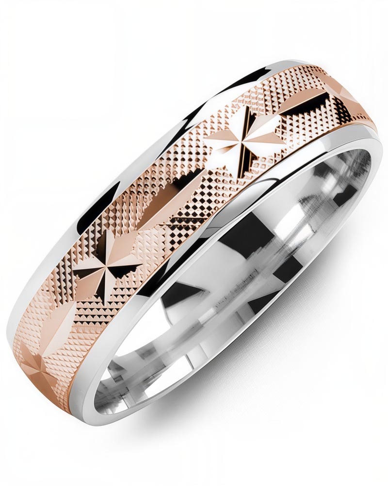 Men's & Women's White Gold & Rose Gold Wedding Band