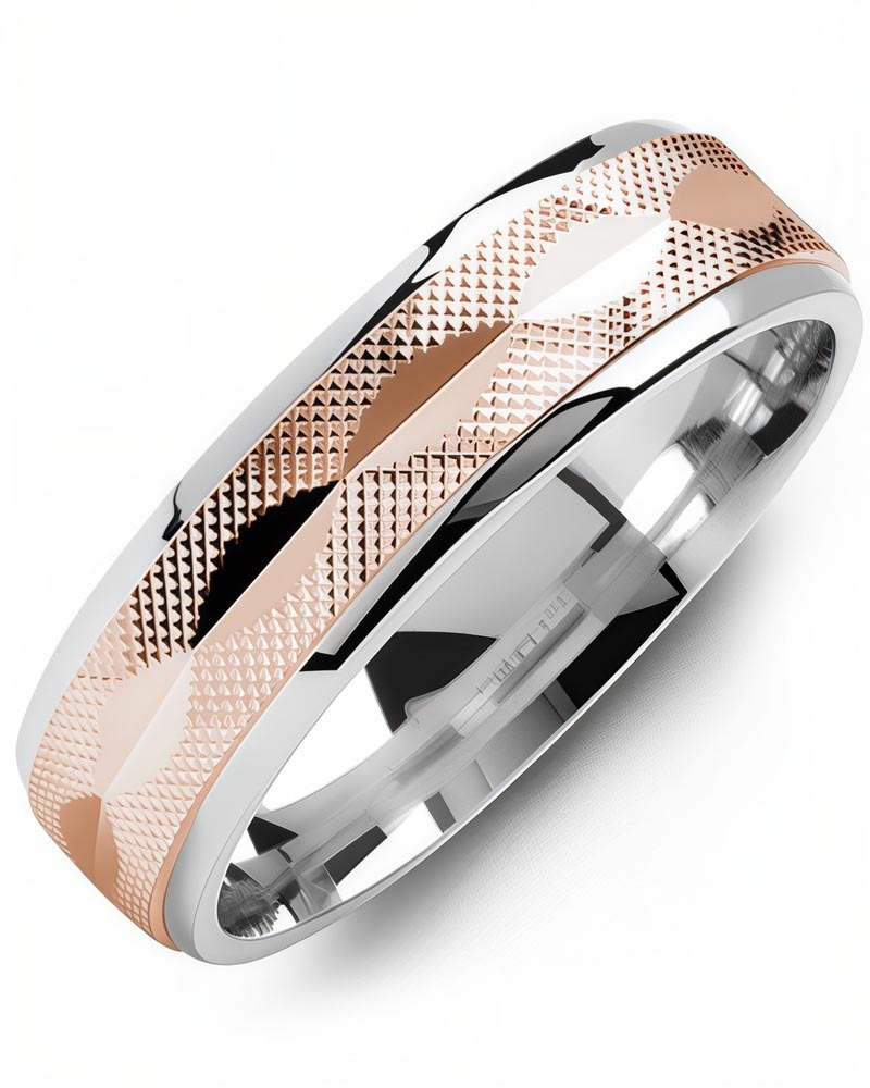 Men's & Women's White Gold & Rose Gold Wedding Band