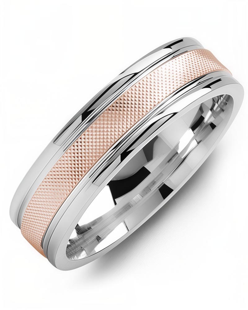 Men's & Women's White Gold & Rose Gold Wedding Band