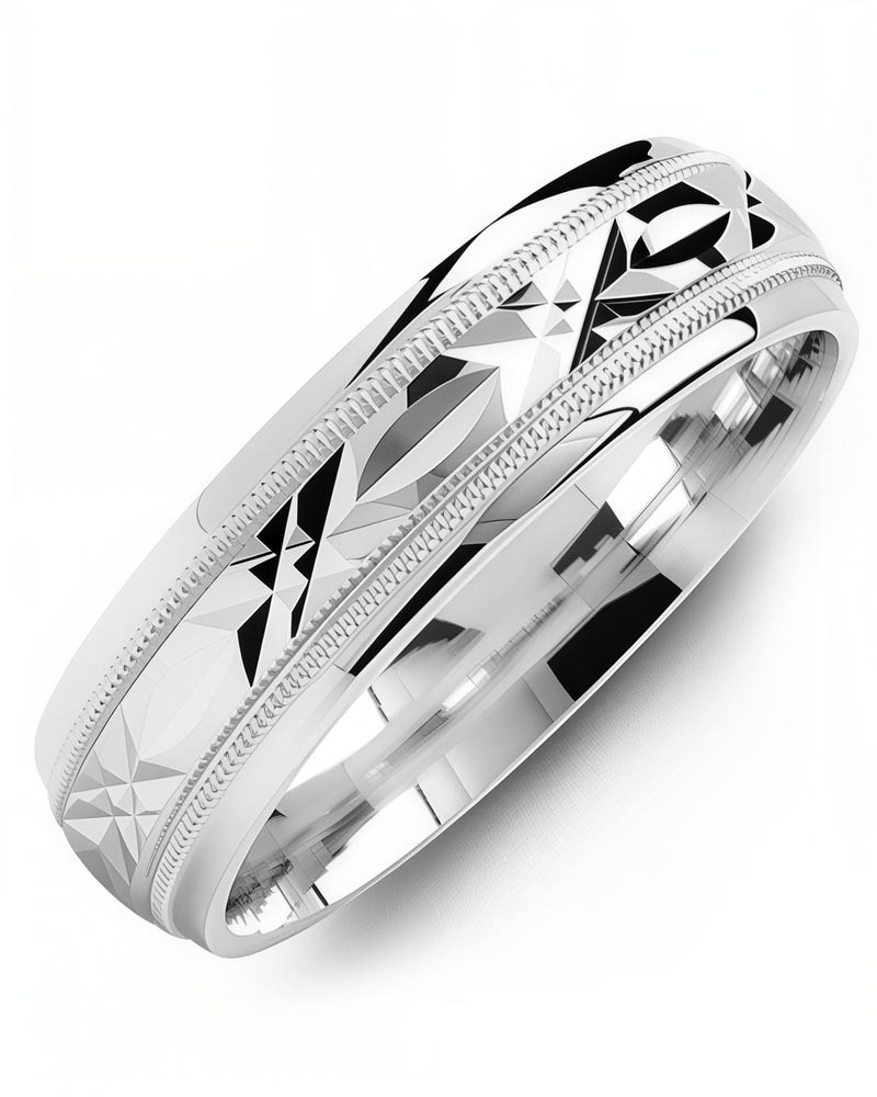 Men's & Women's White Gold & White Gold Wedding Band from MADANI Rings. Wedding bands, fashion rings, promise rings, made of Tungsten, Ceramic, Cobalt, and Gold. View the collection at madanirings.com