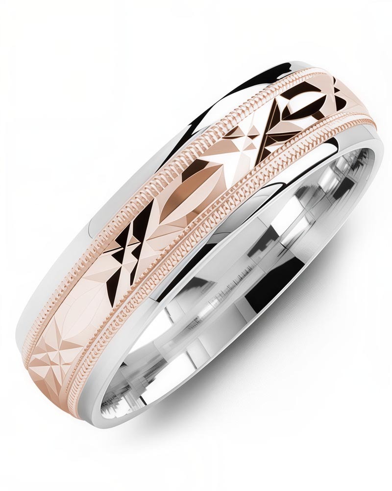 Men's & Women's White Gold & Rose Gold Wedding Band