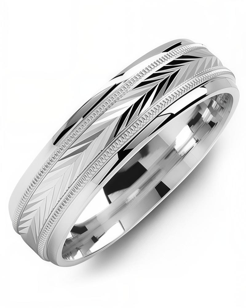 Men's & Women's White Gold & White Gold Wedding Band from MADANI Rings. Wedding bands, fashion rings, promise rings, made of Tungsten, Ceramic, Cobalt, and Gold. View the collection at madanirings.com