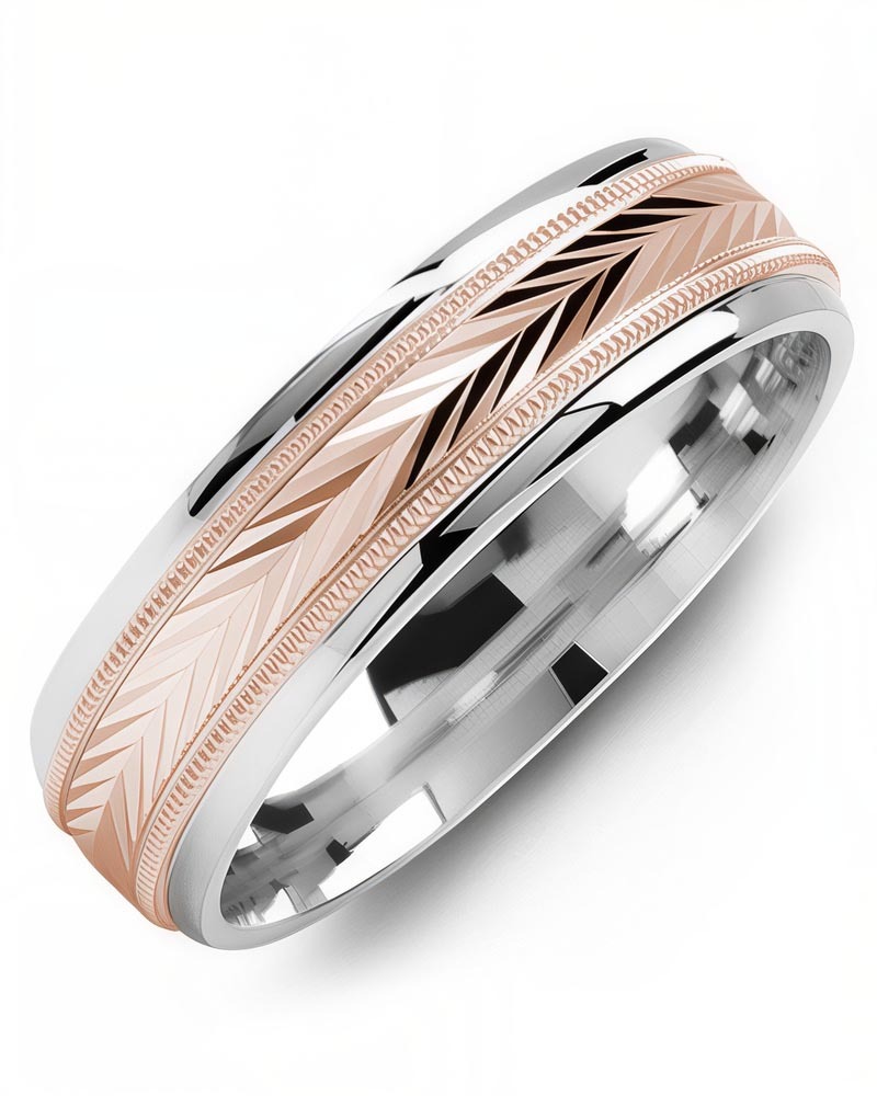Men's & Women's White Gold & Rose Gold Wedding Band