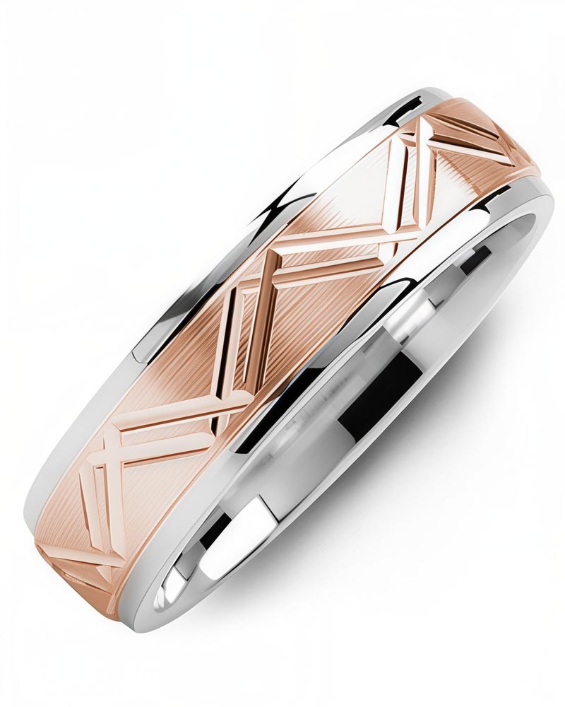 Men's & Women's White Gold & Rose Gold Wedding Band