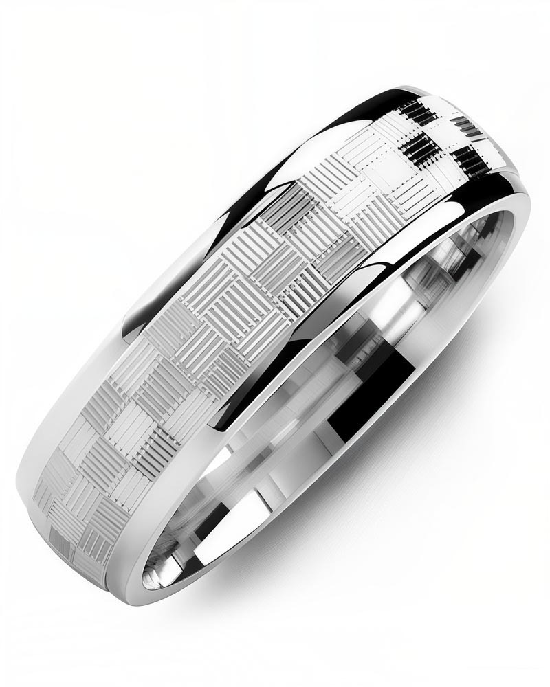 Men's & Women's White Gold & White Gold Wedding Band from MADANI Rings. Wedding bands, fashion rings, promise rings, made of Tungsten, Ceramic, Cobalt, and Gold. View the collection at madanirings.com