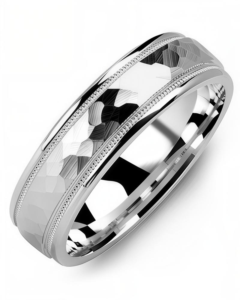 Men's & Women's White Gold & White Gold Wedding Band from MADANI Rings. Wedding bands, fashion rings, promise rings, made of Tungsten, Ceramic, Cobalt, and Gold. View the collection at madanirings.com