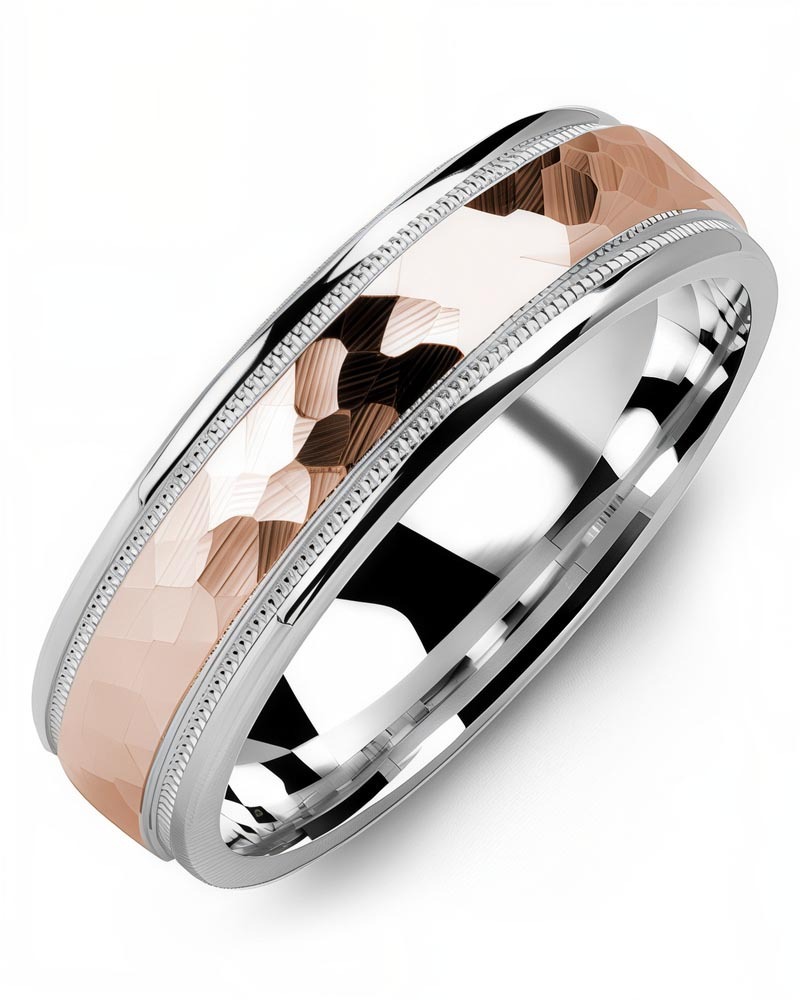 Men's & Women's White Gold & Rose Gold Wedding Band