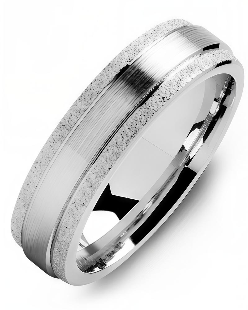 Men's & Women's White Gold Wedding Band from MADANI Rings. Wedding bands, fashion rings, promise rings, made of Tungsten, Ceramic, Cobalt, and Gold. View the collection at madanirings.com