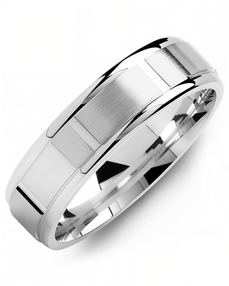 Men's & Women's White Gold Wedding Band from MADANI Rings. Wedding bands, fashion rings, promise rings, made of Tungsten, Ceramic, Cobalt, and Gold. View the collection at madanirings.com