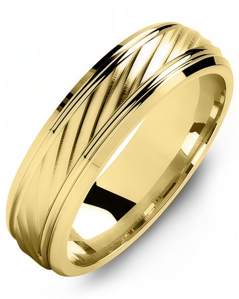 Men's & Women's Yellow Gold Wedding Band from MADANI Rings. Wedding bands, fashion rings, promise rings, made of Tungsten, Ceramic, Cobalt, and Gold. View the collection at madanirings.com