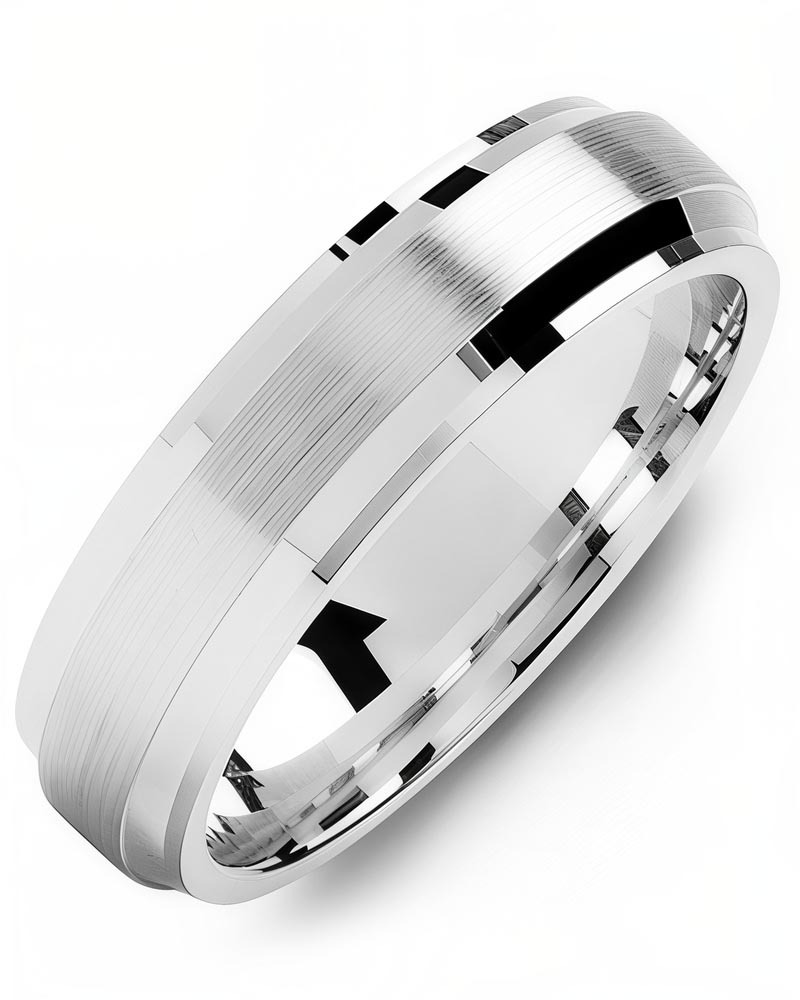 Men's & Women's White Gold Wedding Band from MADANI Rings. Wedding bands, fashion rings, promise rings, made of Tungsten, Ceramic, Cobalt, and Gold. View the collection at madanirings.com