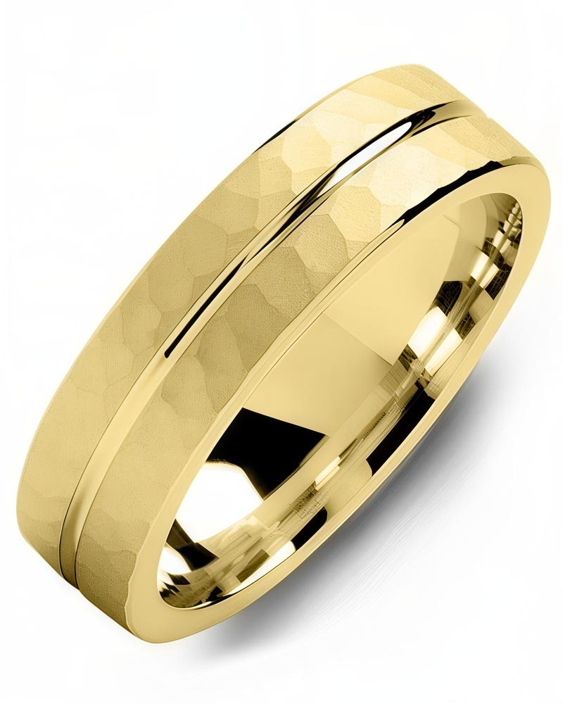 Men's & Women's Yellow Gold Wedding Band from MADANI Rings. Wedding bands, fashion rings, promise rings, made of Tungsten, Ceramic, Cobalt, and Gold. View the collection at madanirings.com