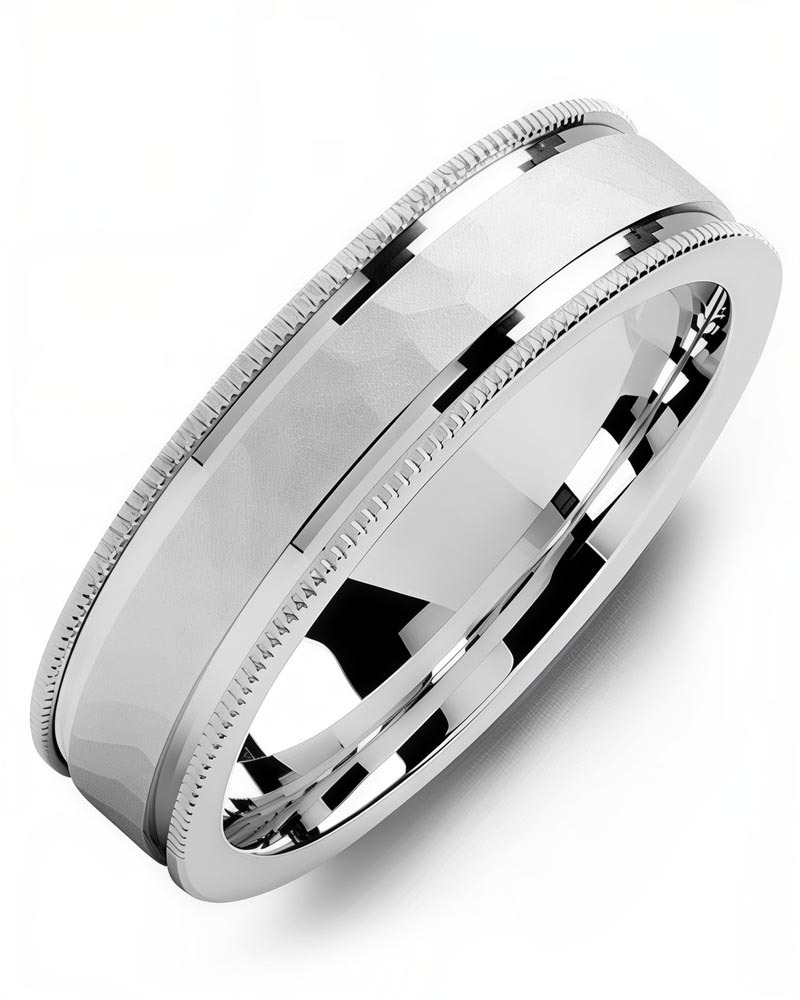 Men's & Women's White Gold Wedding Band from MADANI Rings. Wedding bands, fashion rings, promise rings, made of Tungsten, Ceramic, Cobalt, and Gold. View the collection at madanirings.com