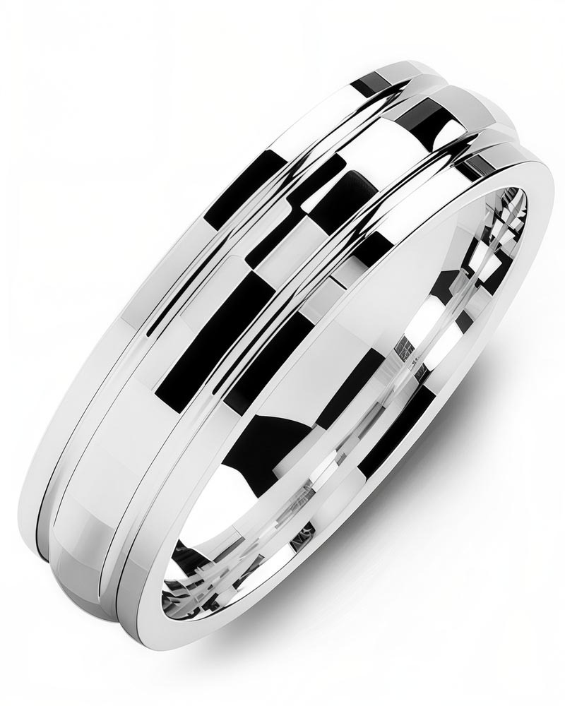 Men's & Women's White Gold Wedding Band from MADANI Rings. Wedding bands, fashion rings, promise rings, made of Tungsten, Ceramic, Cobalt, and Gold. View the collection at madanirings.com