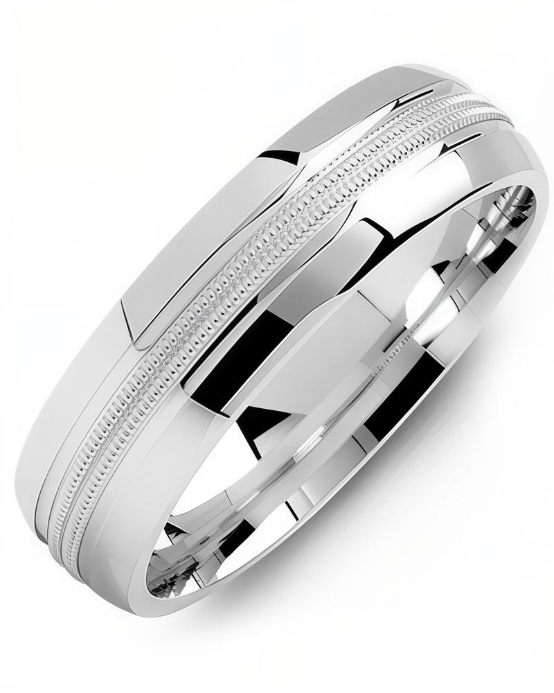 Men's & Women's White Gold Wedding Band from MADANI Rings. Wedding bands, fashion rings, promise rings, made of Tungsten, Ceramic, Cobalt, and Gold. View the collection at madanirings.com