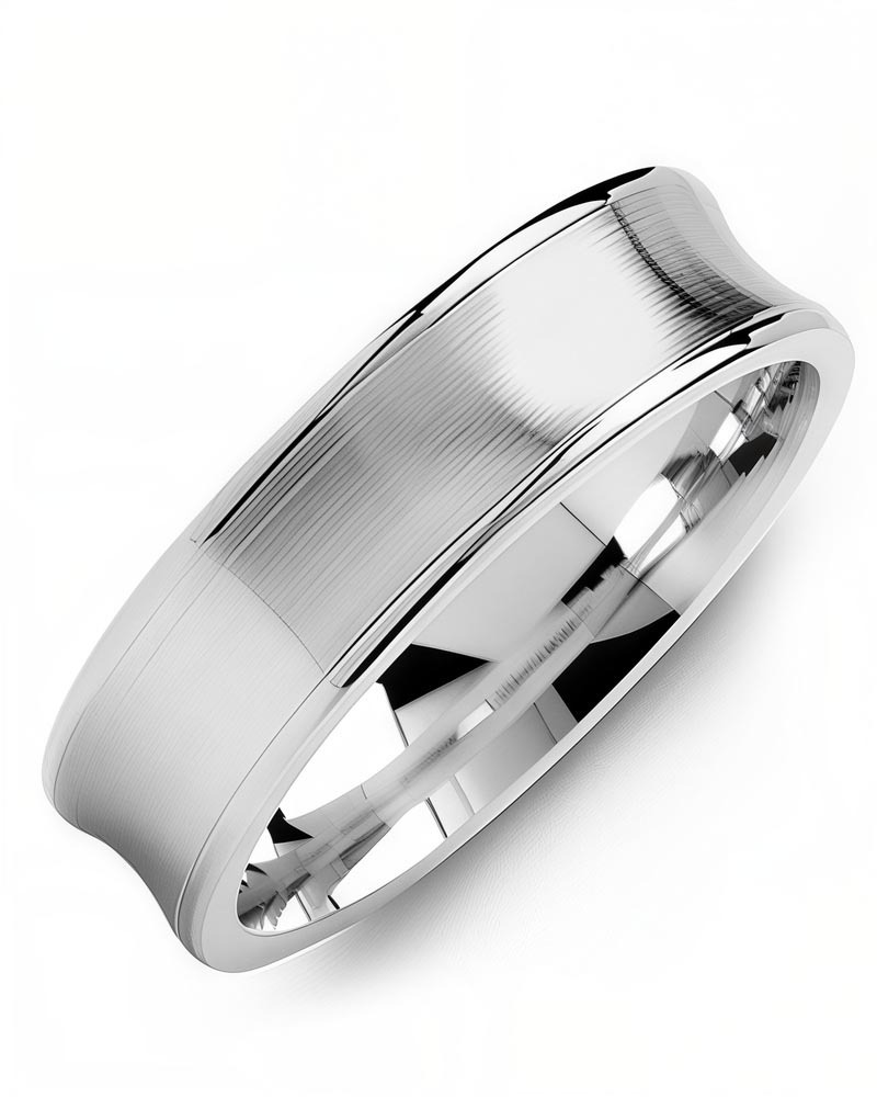 Men's & Women's White Gold Wedding Band from MADANI Rings. Wedding bands, fashion rings, promise rings, made of Tungsten, Ceramic, Cobalt, and Gold. View the collection at madanirings.com