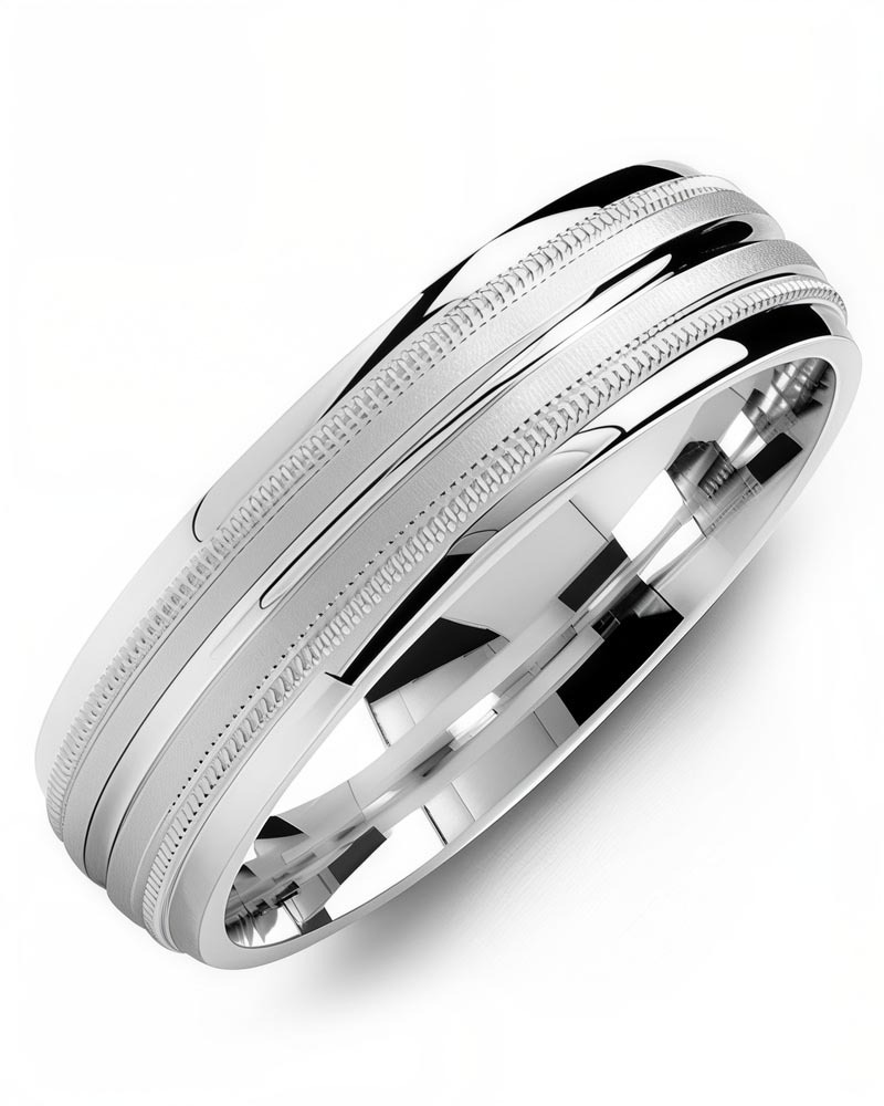 Men's & Women's White Gold & White Gold Wedding Band from MADANI Rings. Wedding bands, fashion rings, promise rings, made of Tungsten, Ceramic, Cobalt, and Gold. View the collection at madanirings.com