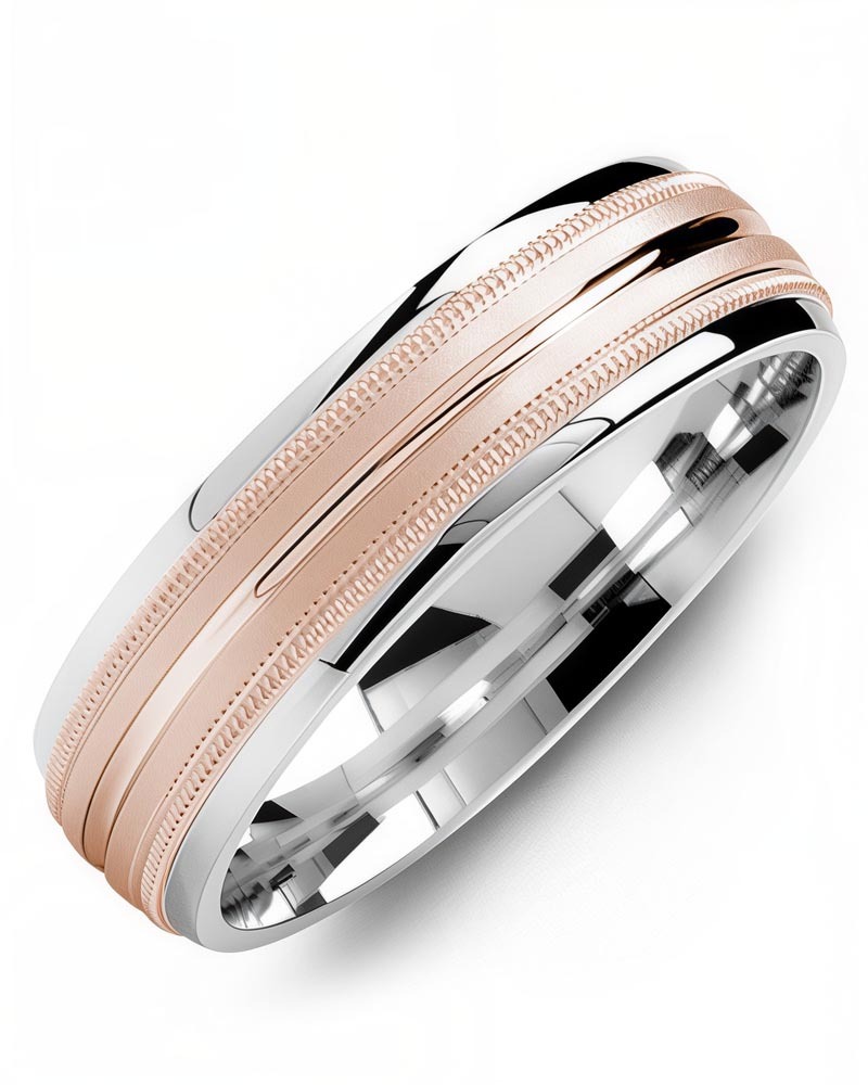 Men's & Women's White Gold & Rose Gold Wedding Band Men's & Women's White Gold & Rose Gold Wedding Band