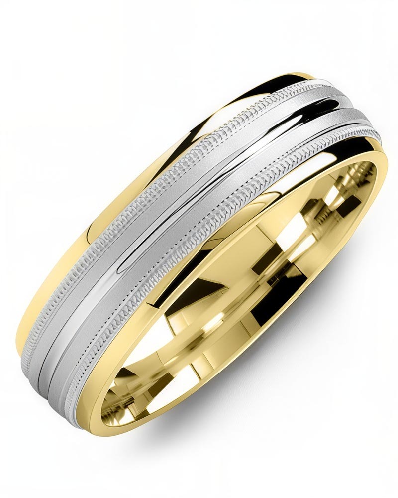 Men's & Women's Yellow Gold & White Gold Wedding Band Men's & Women's Yellow Gold & White Gold Wedding Band