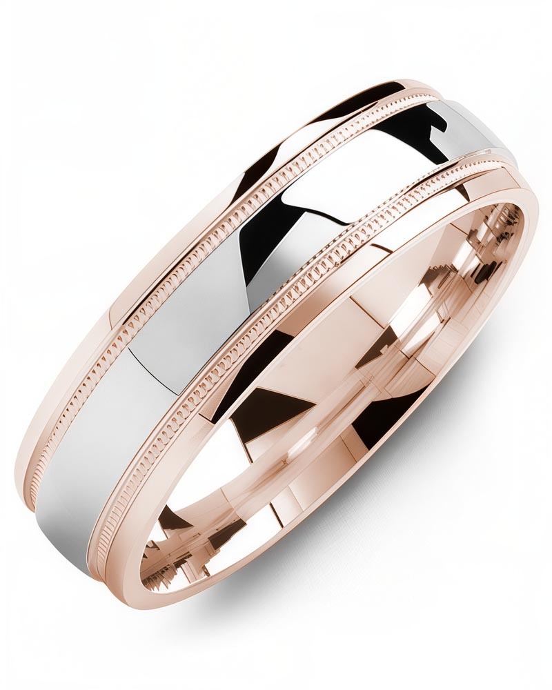 Men's & Women's Rose Gold & White Gold Wedding Band