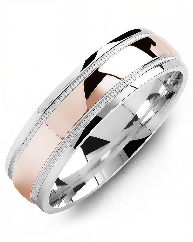 Men's & Women's White Gold & Rose Gold Wedding Band