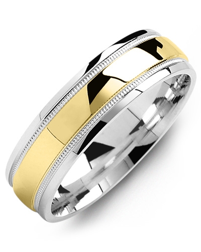 10K Yellow gold 4mm raised edge with milgrain comfort fit mens & womens wedding bands 
