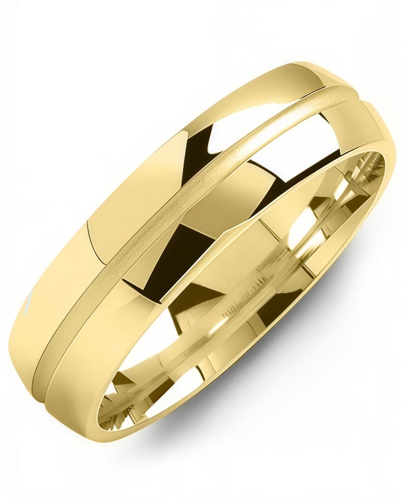 Men's & Women's Yellow Gold Wedding Band from MADANI Rings. Wedding bands, fashion rings, promise rings, made of Tungsten, Ceramic, Cobalt, and Gold. View the collection at madanirings.com