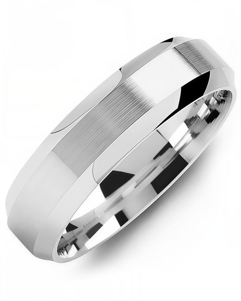 Men's & Women's White Gold Wedding Band from MADANI Rings. Wedding bands, fashion rings, promise rings, made of Tungsten, Ceramic, Cobalt, and Gold. View the collection at madanirings.com