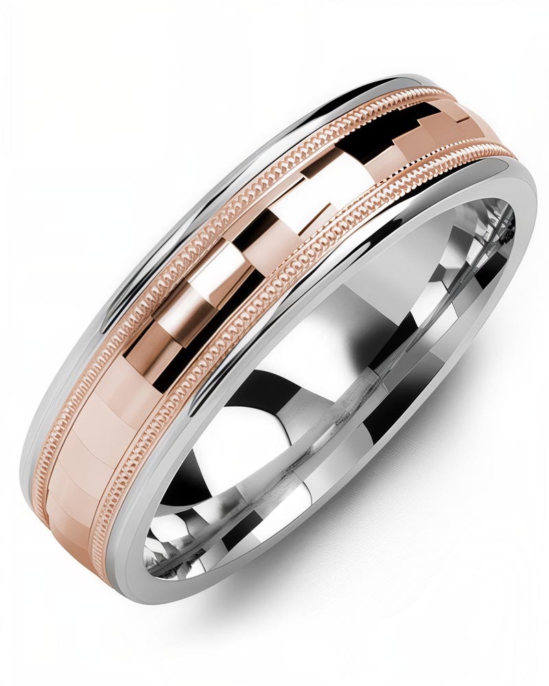 Men's & Women's White Gold & Rose Gold Wedding Band
