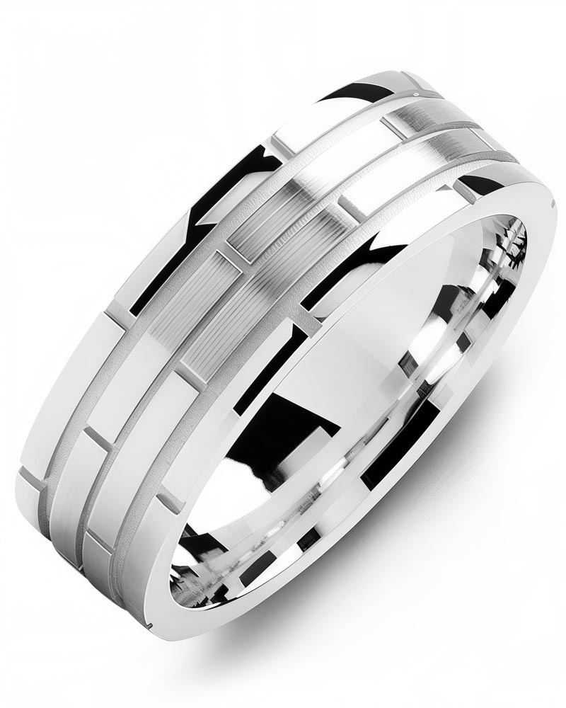 Men's & Women's White Gold Wedding Band from MADANI Rings. Wedding bands, fashion rings, promise rings, made of Tungsten, Ceramic, Cobalt, and Gold. View the collection at madanirings.com