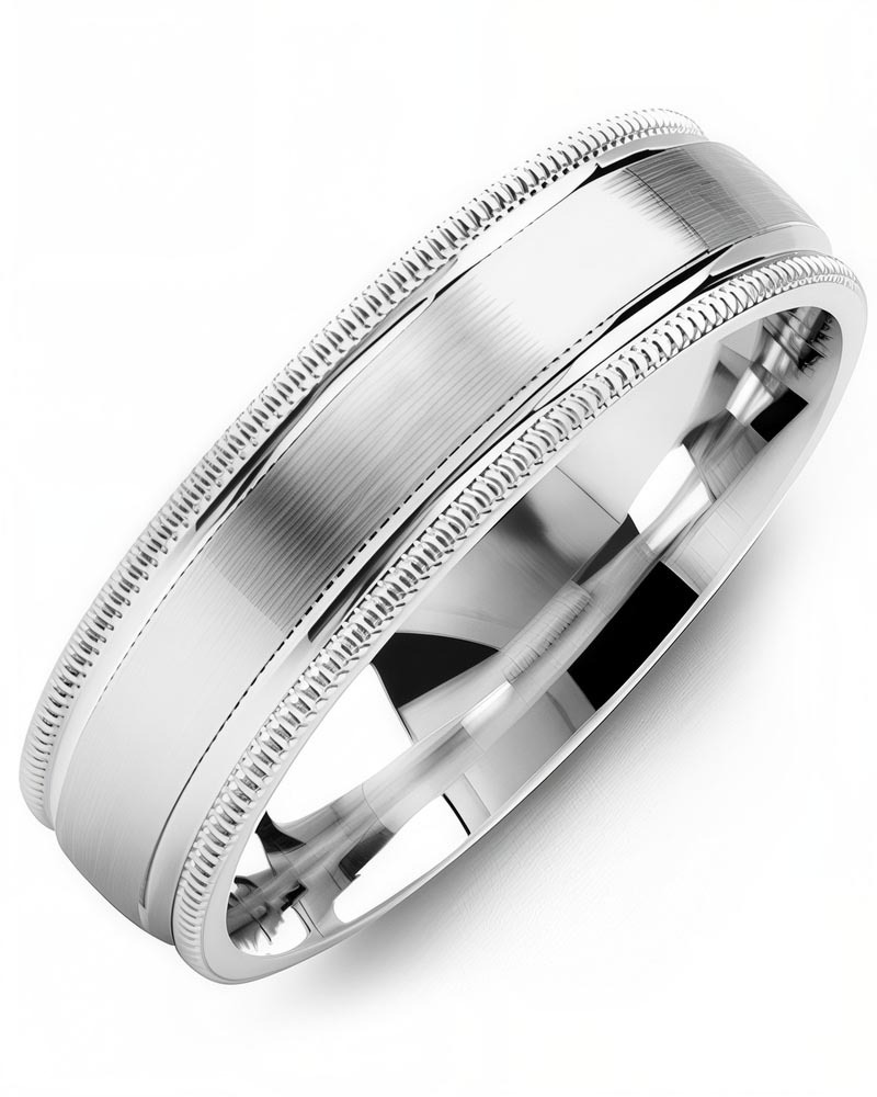 Men's & Women's White Gold Wedding Band from MADANI Rings. Wedding bands, fashion rings, promise rings, made of Tungsten, Ceramic, Cobalt, and Gold. View the collection at madanirings.com