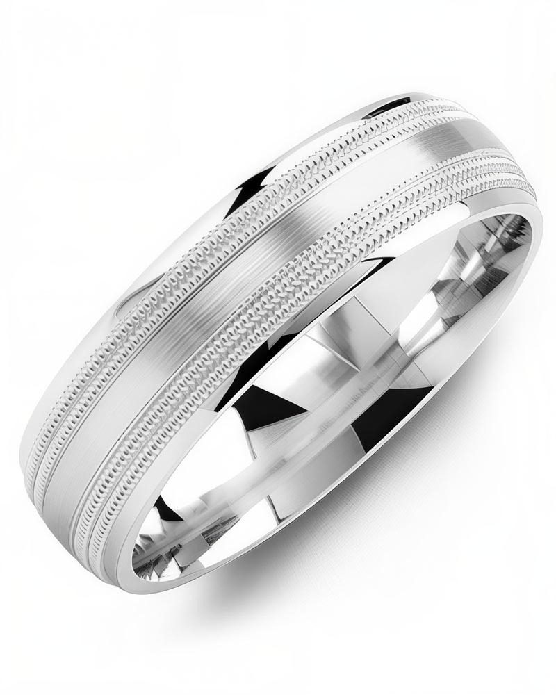 Men's & Women's White Gold & White Gold Wedding Band from MADANI Rings. Wedding bands, fashion rings, promise rings, made of Tungsten, Ceramic, Cobalt, and Gold. View the collection at madanirings.com