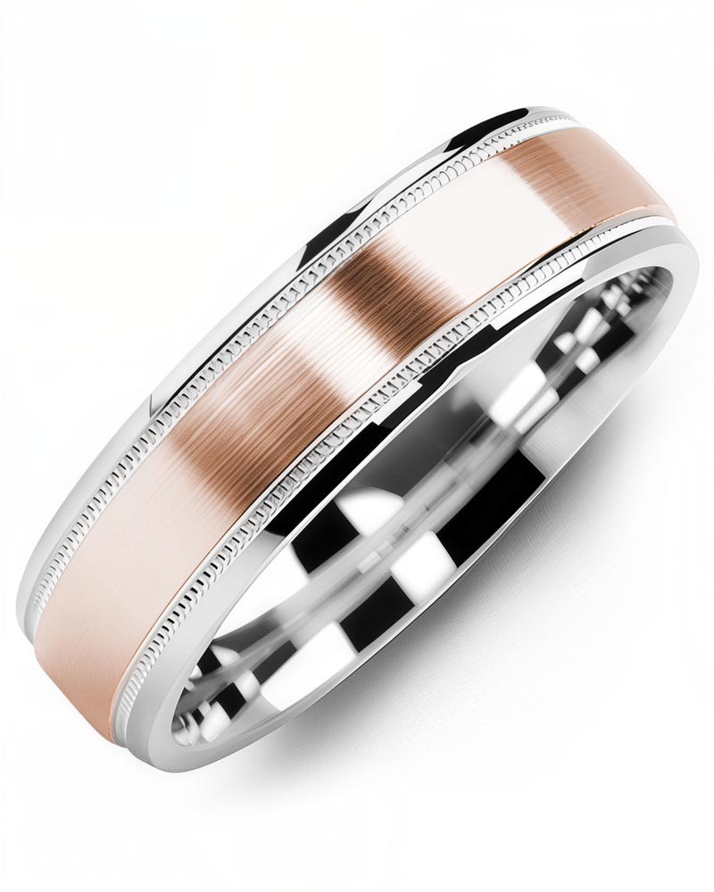 Men's & Women's White Gold & Rose Gold Wedding Band