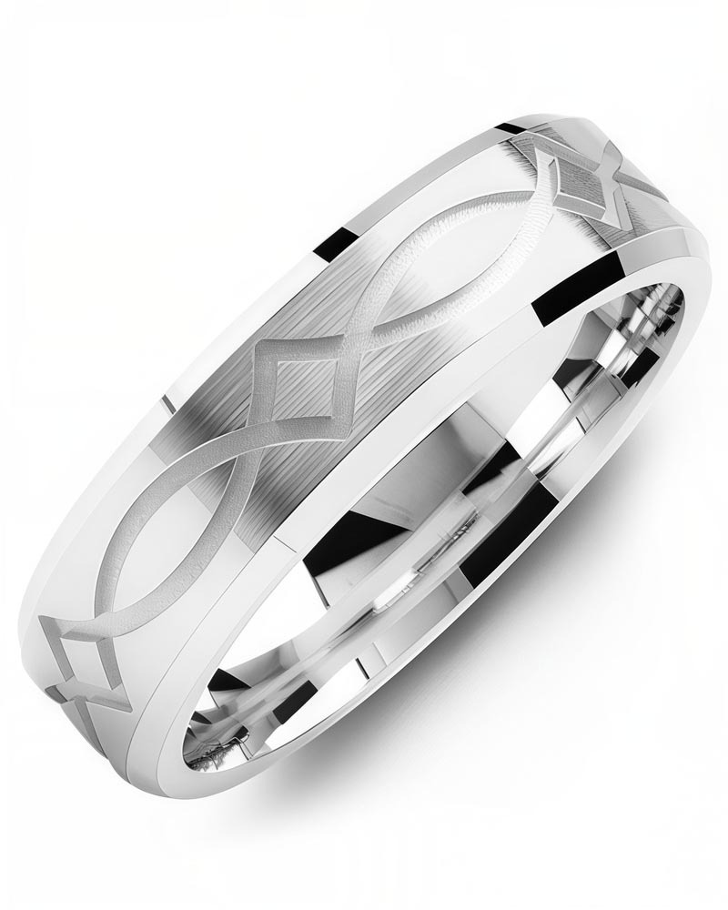 Men's & Women's White Gold Wedding Band from MADANI Rings. Wedding bands, fashion rings, promise rings, made of Tungsten, Ceramic, Cobalt, and Gold. View the collection at madanirings.com