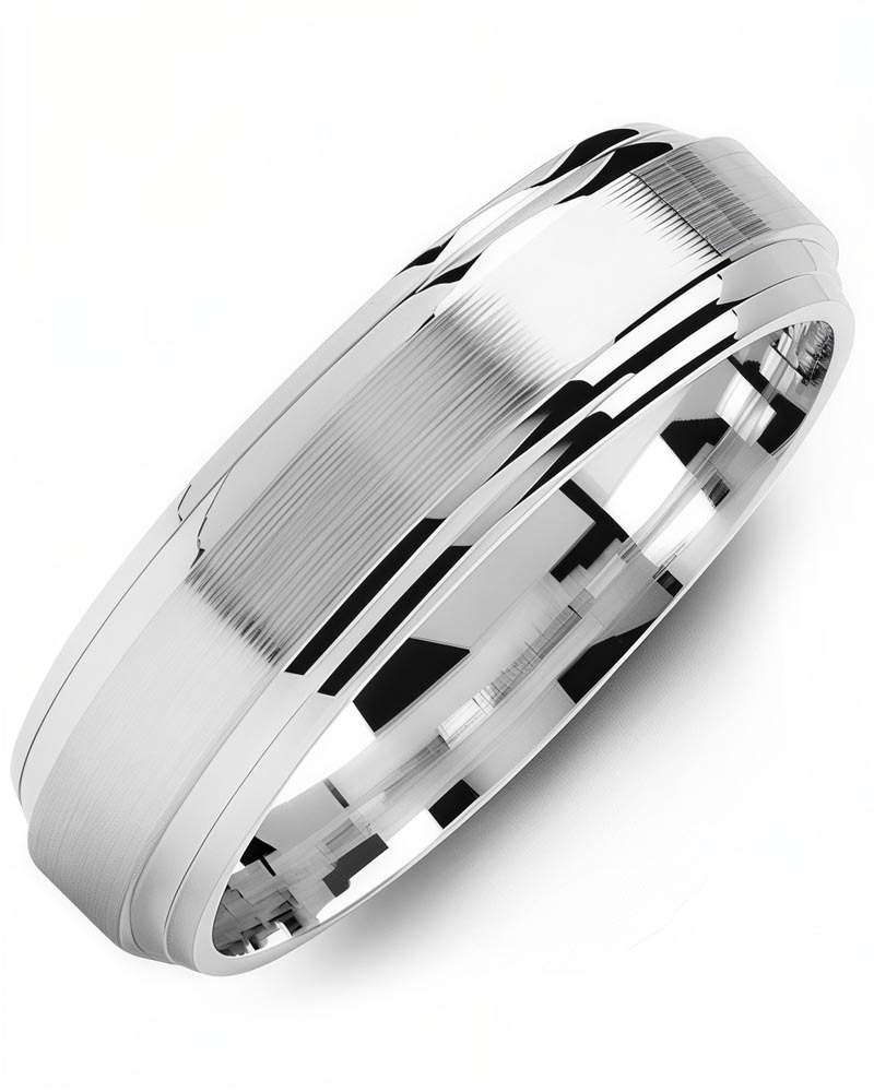 Men's & Women's White Gold Wedding Band from MADANI Rings. Wedding bands, fashion rings, promise rings, made of Tungsten, Ceramic, Cobalt, and Gold. View the collection at madanirings.com
