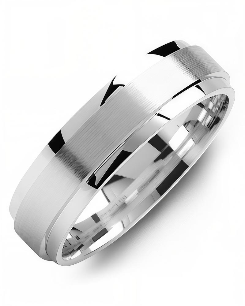 Men's & Women's White Gold & White Gold Wedding Band from MADANI Rings. Wedding bands, fashion rings, promise rings, made of Tungsten, Ceramic, Cobalt, and Gold. View the collection at madanirings.com