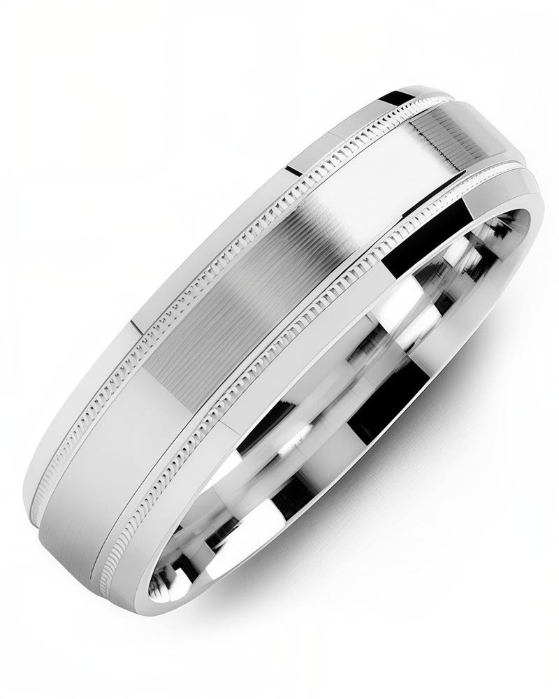 Men's & Women's White Gold & White Gold Wedding Band from MADANI Rings. Wedding bands, fashion rings, promise rings, made of Tungsten, Ceramic, Cobalt, and Gold. View the collection at madanirings.com