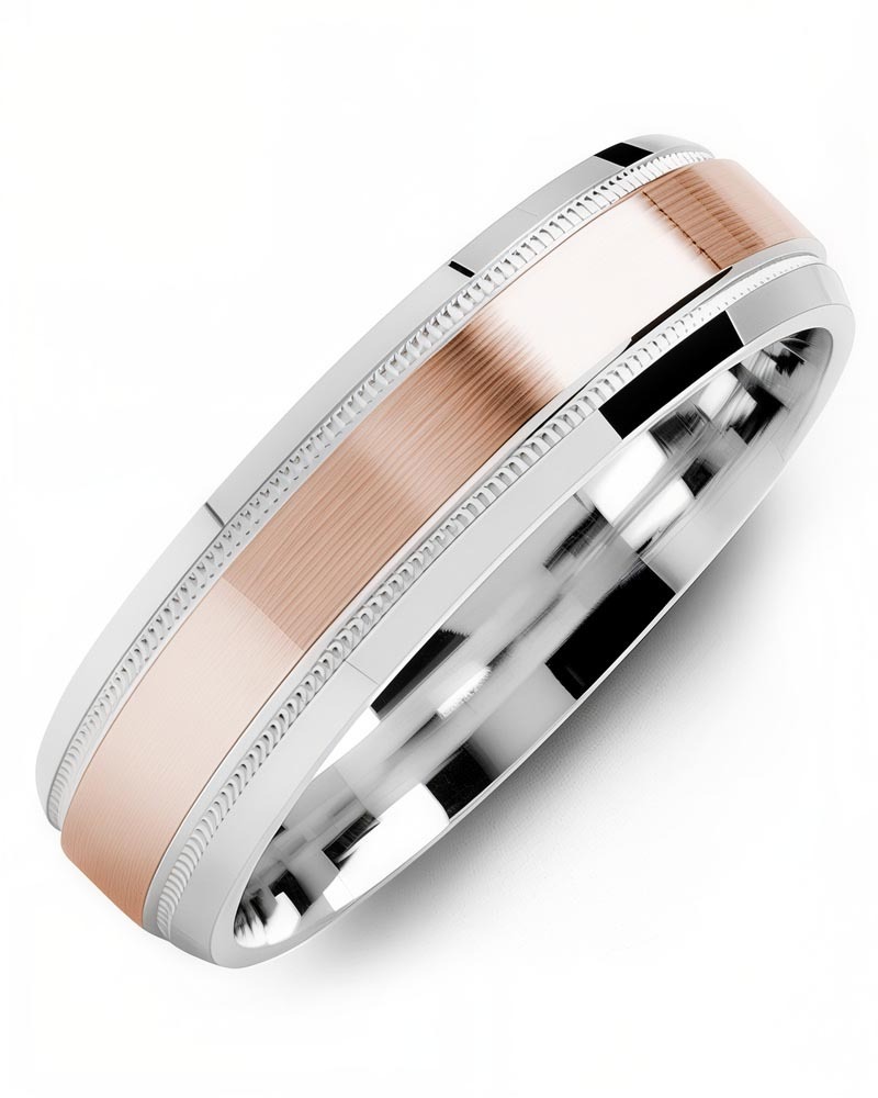 Men's & Women's White Gold & Rose Gold Wedding Band