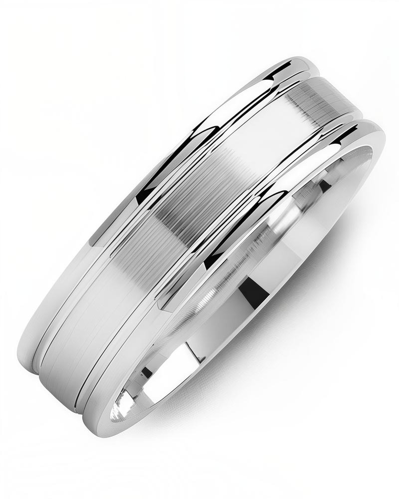 Men's & Women's White Gold & White Gold Wedding Band from MADANI Rings. Wedding bands, fashion rings, promise rings, made of Tungsten, Ceramic, Cobalt, and Gold. View the collection at madanirings.com