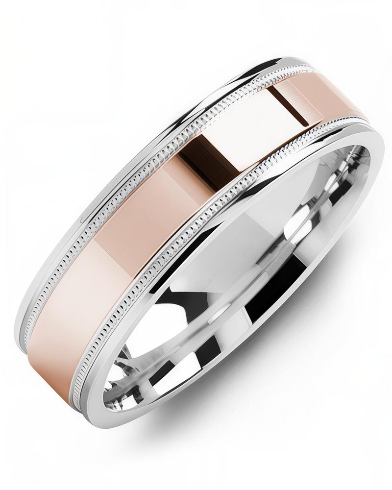 Men's & Women's White Gold & Rose Gold Wedding Band